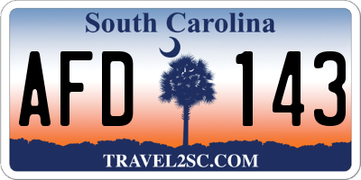 SC license plate AFD143