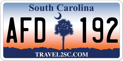 SC license plate AFD192
