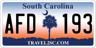 SC license plate AFD193