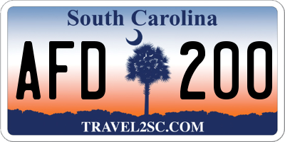 SC license plate AFD200