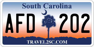 SC license plate AFD202