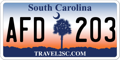 SC license plate AFD203
