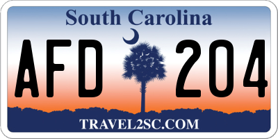 SC license plate AFD204