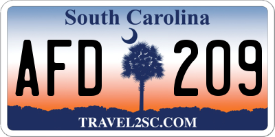 SC license plate AFD209