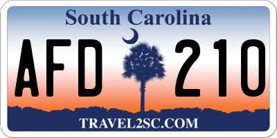 SC license plate AFD210