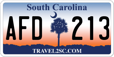 SC license plate AFD213