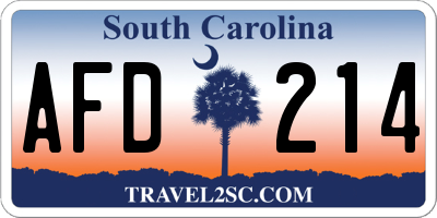 SC license plate AFD214