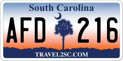 SC license plate AFD216