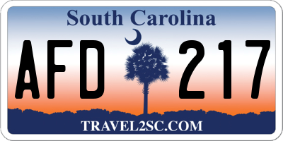 SC license plate AFD217