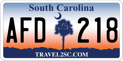 SC license plate AFD218