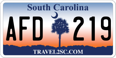 SC license plate AFD219