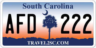 SC license plate AFD222