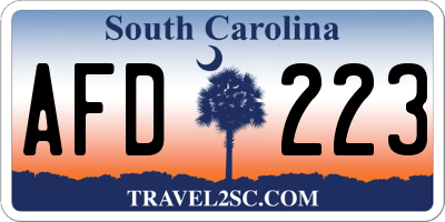 SC license plate AFD223