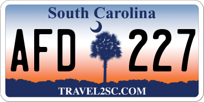 SC license plate AFD227