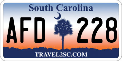SC license plate AFD228