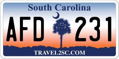 SC license plate AFD231