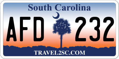 SC license plate AFD232