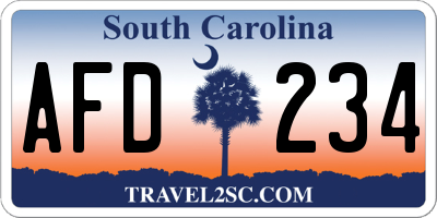 SC license plate AFD234