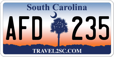 SC license plate AFD235