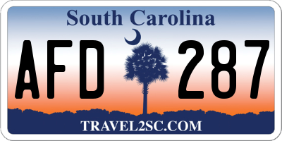 SC license plate AFD287