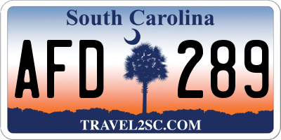 SC license plate AFD289