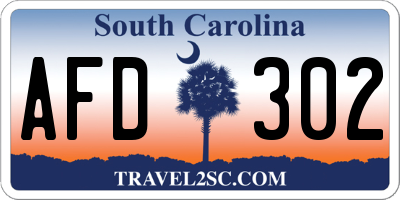 SC license plate AFD302