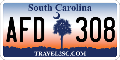 SC license plate AFD308