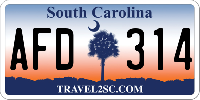 SC license plate AFD314