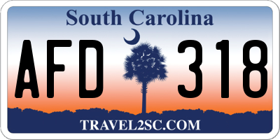 SC license plate AFD318