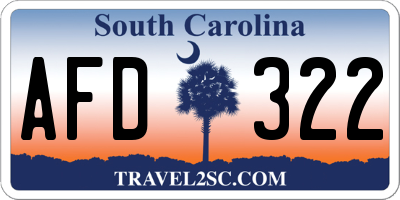 SC license plate AFD322