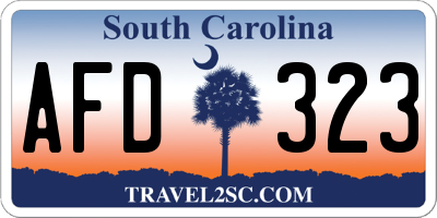 SC license plate AFD323