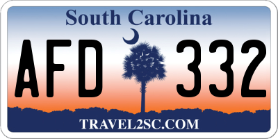 SC license plate AFD332