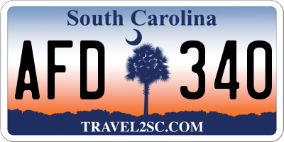 SC license plate AFD340
