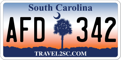 SC license plate AFD342