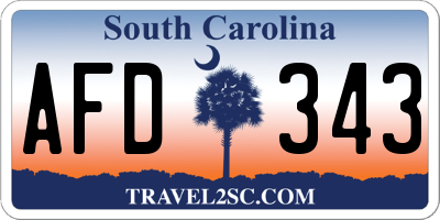 SC license plate AFD343