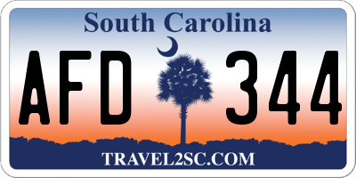 SC license plate AFD344