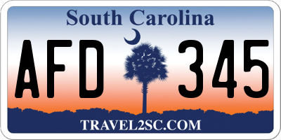 SC license plate AFD345