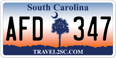 SC license plate AFD347