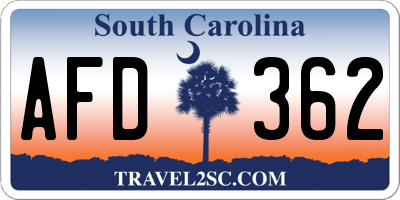 SC license plate AFD362