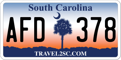 SC license plate AFD378