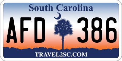 SC license plate AFD386