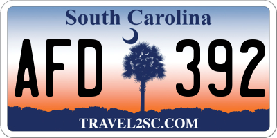 SC license plate AFD392