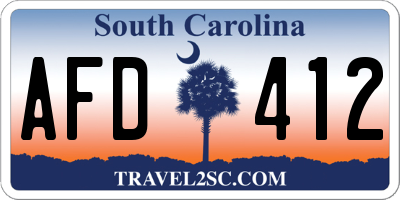 SC license plate AFD412