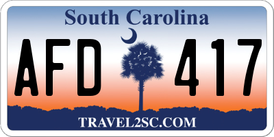 SC license plate AFD417