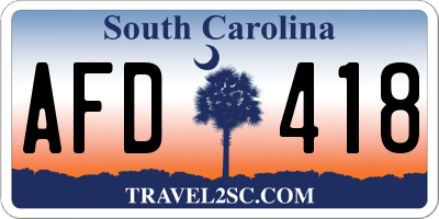 SC license plate AFD418