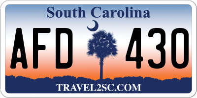 SC license plate AFD430