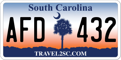 SC license plate AFD432