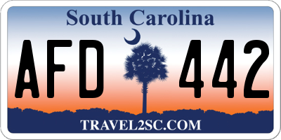 SC license plate AFD442