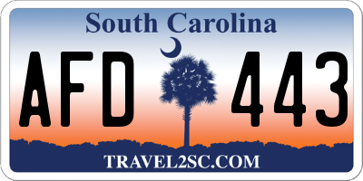 SC license plate AFD443