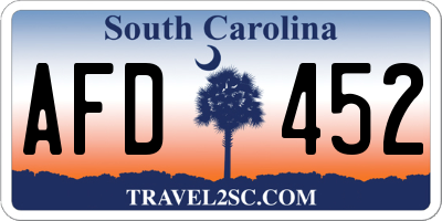 SC license plate AFD452